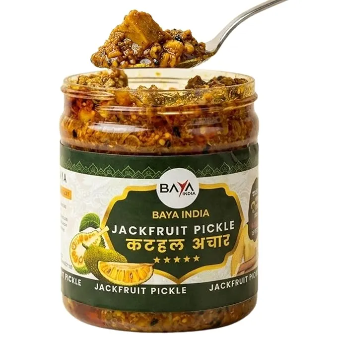Baya India Homemade Kathal ka Achar | Jackfruit Pickle| Traditional Spicy & Tangy | No Preservatives, No Vinegar | Made in Pure Mustard Oil | Sun-Dried | Homemade Taste | 250g Plastic Jar - KaashtKart