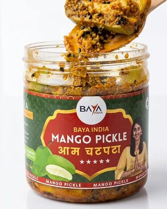 Baya India Homemade Mango Pickle | Authentic Ghar ka Bana Aam ka Achar | Traditional Indian Spicy & Tangy | Free from preservatives | Sun-Dried Chemical Free | No Vinegar | 100% Pure | 250g - KaashtKart