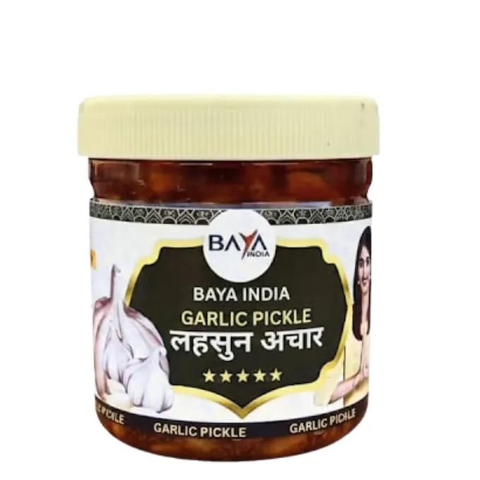 Baya India Garlic Pickle 250g | Homemade Lehsun ka Achar | Traditional North Indian Recipe | Spicy & Tangy Flavor | Made with Mustard Oil & Handcrafted Spices | No Preservatives - KaashtKart