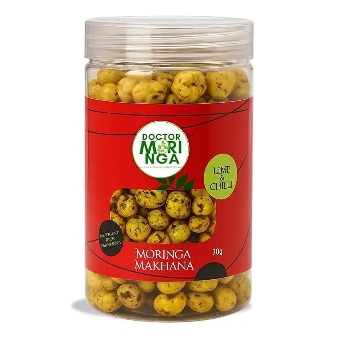 DOCTOR MORINGA Roasted Makhana 70g | Foxnuts (Phool Makhana) Healthy Snack | Gluten Free | Low Calorie | Rich in Calcium & Antioxidants | Roasted Lotus Seeds for Fasting & Tea-Time (Lime & Chilli Flav - KaashtKart