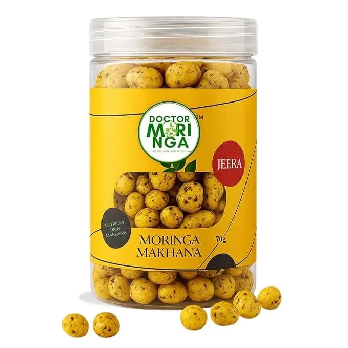 DOCTOR MORINGA Roasted Makhana 70g | Foxnuts (Phool Makhana) Healthy Snack | Gluten Free | Low Calorie | Rich in Calcium & Antioxidants | Roasted Lotus Seeds for Fasting & Tea-Time (Jeera Flavour) - KaashtKart