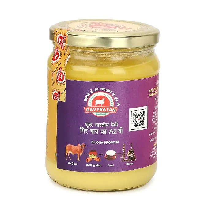 Gavyratan Pure Indian A2 Gir Cow Desi Bilona Ghee | Natural Flavour | Traditional Vedic Process Combo (500ml, Pack of 1) - KaashtKart