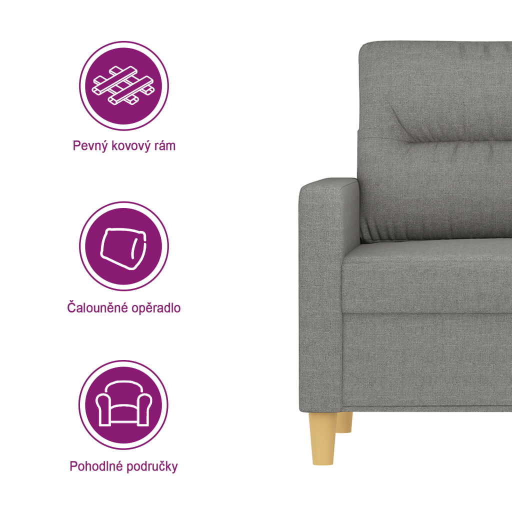 Křeslo tmavě šedé 60 cm textil - obrázek 9
