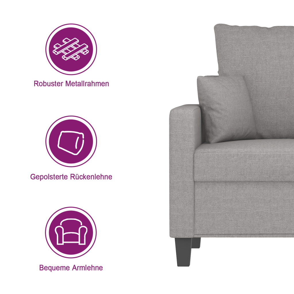 3-Sitzer-Sofa Hellgrau 210 cm Stoff – Ansicht 9