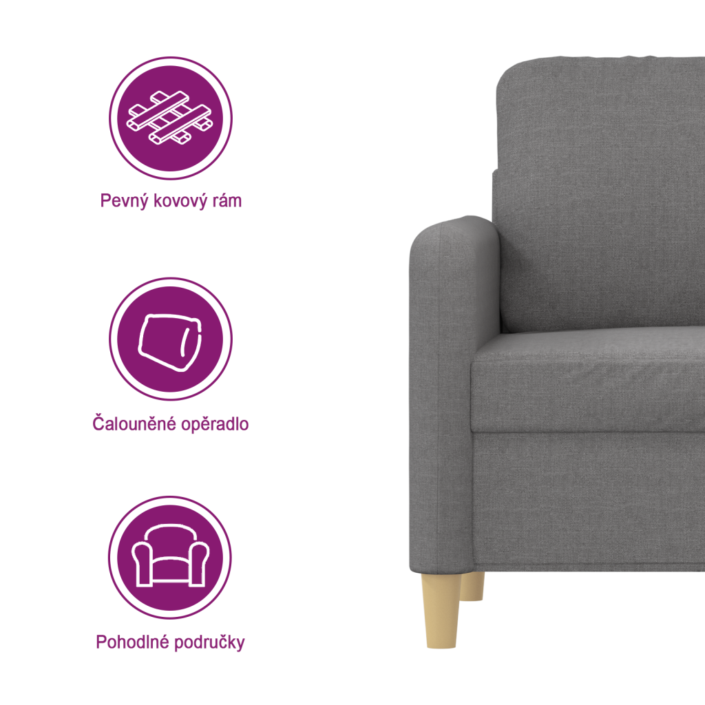 Křeslo světle šedé 60 cm textil - obrázek 9