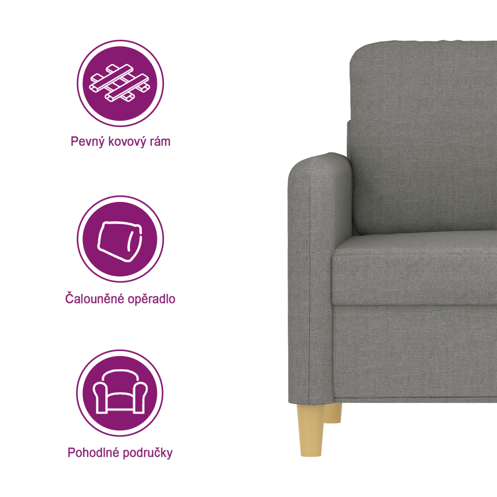 Křeslo tmavě šedé 60 cm textil - obrázek 9