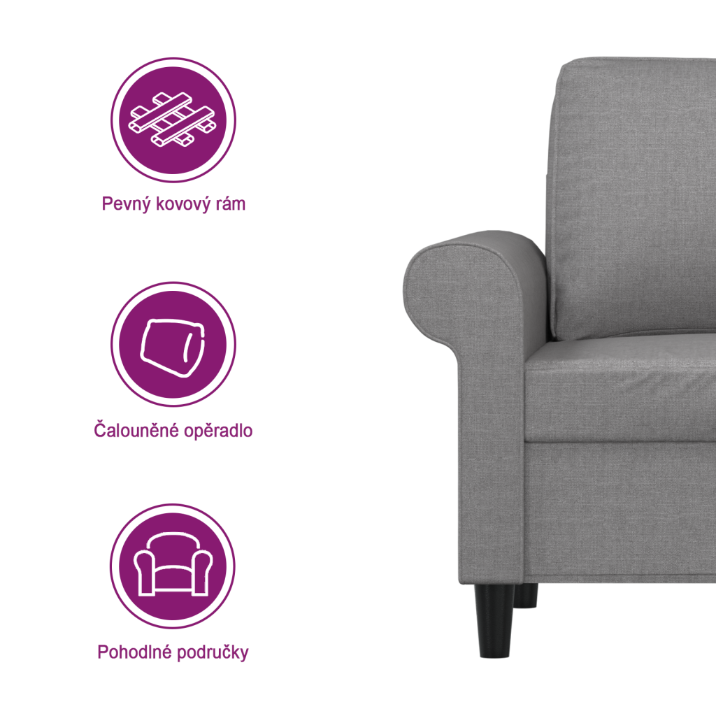 2místná pohovka světle šedá 120 cm textil - obrázek 9