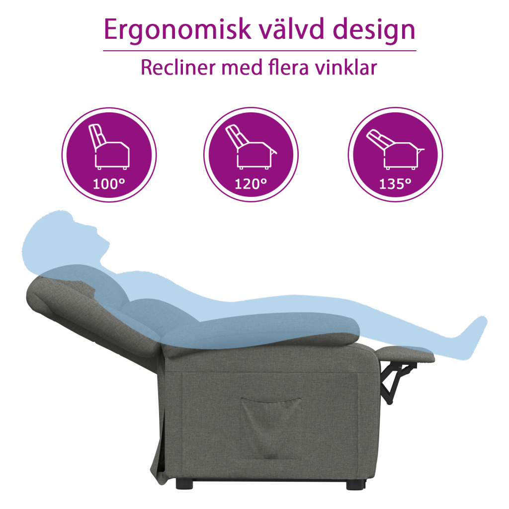 Massagefåtölj mörkbrun tyg