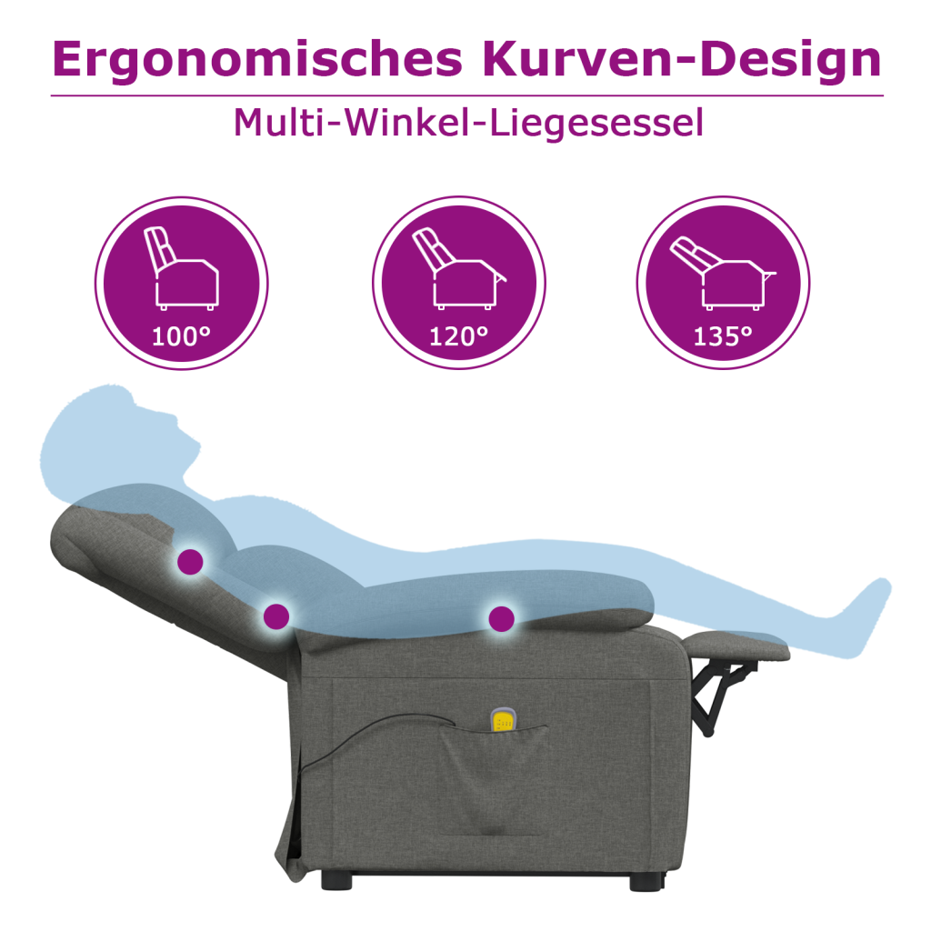 Massagesessel Verstellbar Grau Kunstleder und Bugholz – Ansicht 8