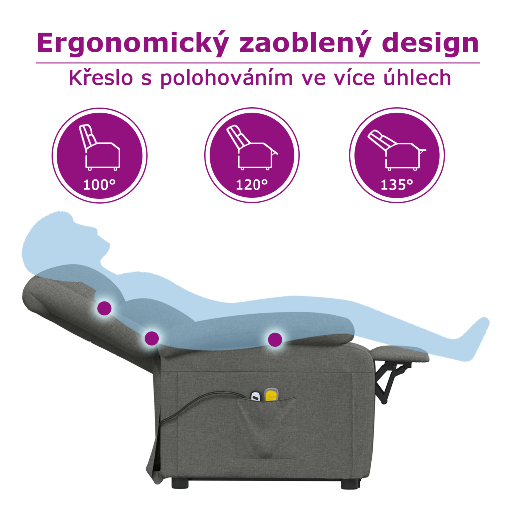 Elektrické masážní křeslo krémové barvy, látka - obrázek 13