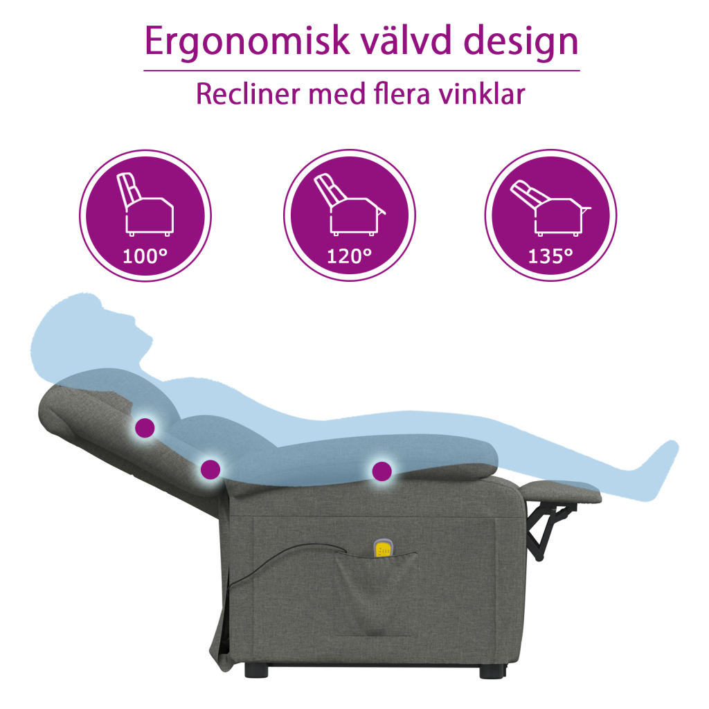 Fåtölj med uppresningshjälp antracit konstläder