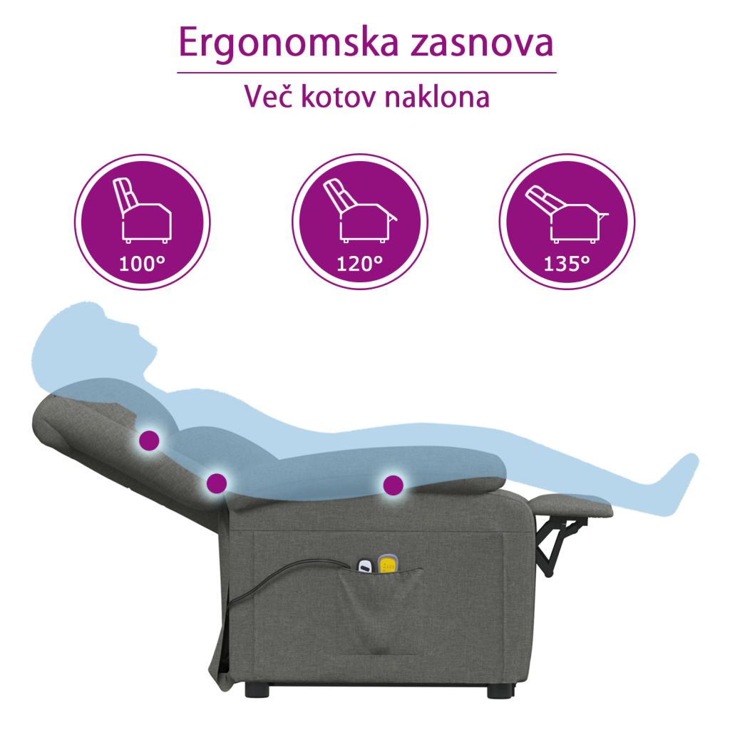 Električni masažni stol kremne barve, blago - slika 13