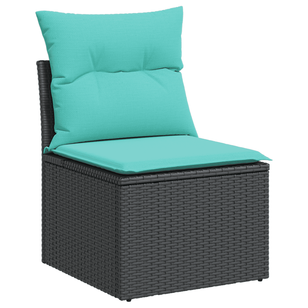 vidaXL 8-teiliges Gartensofa-Set mit Kissen, schwarzes Polyrattan – Bild 3