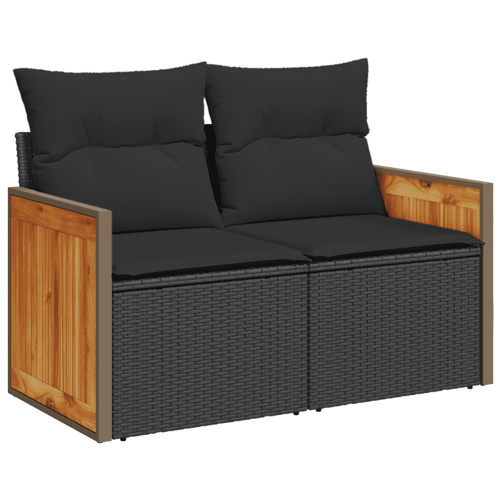 Vidaxl Gartenmöbel Sofa Garnitur Gartengarnitur Garten Sitzgruppe 12tlg. Schwarz - Bild 52 von 70