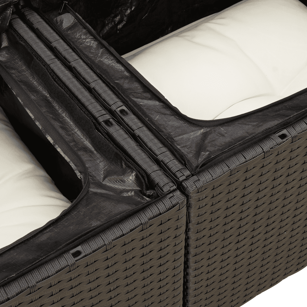 Vidaxl Gartenmöbel Sofa Garnitur Gartengarnitur Garten Sitzgruppe 12tlg. Schwarz - Bild 67 von 70