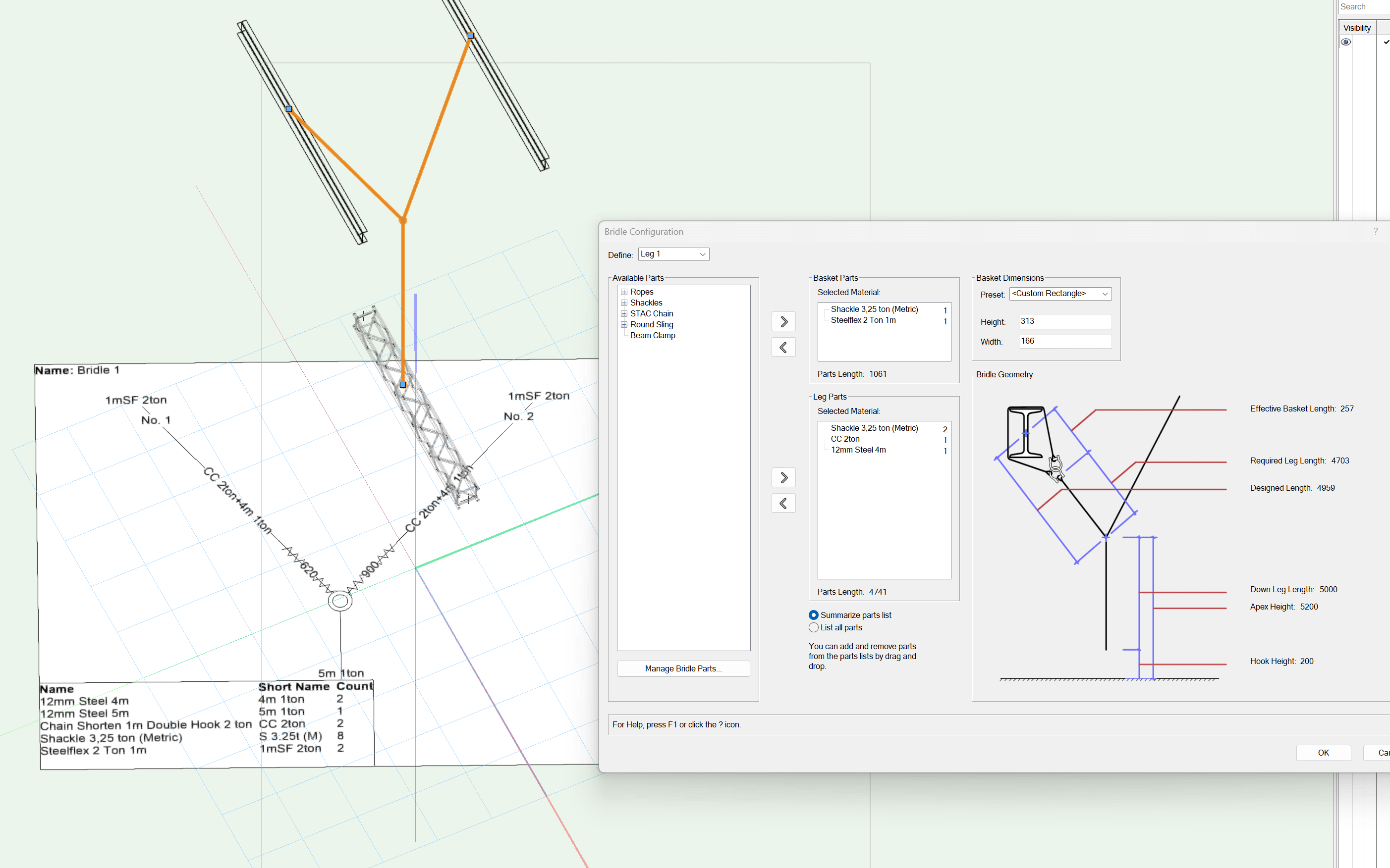 bridle configuration for assembly