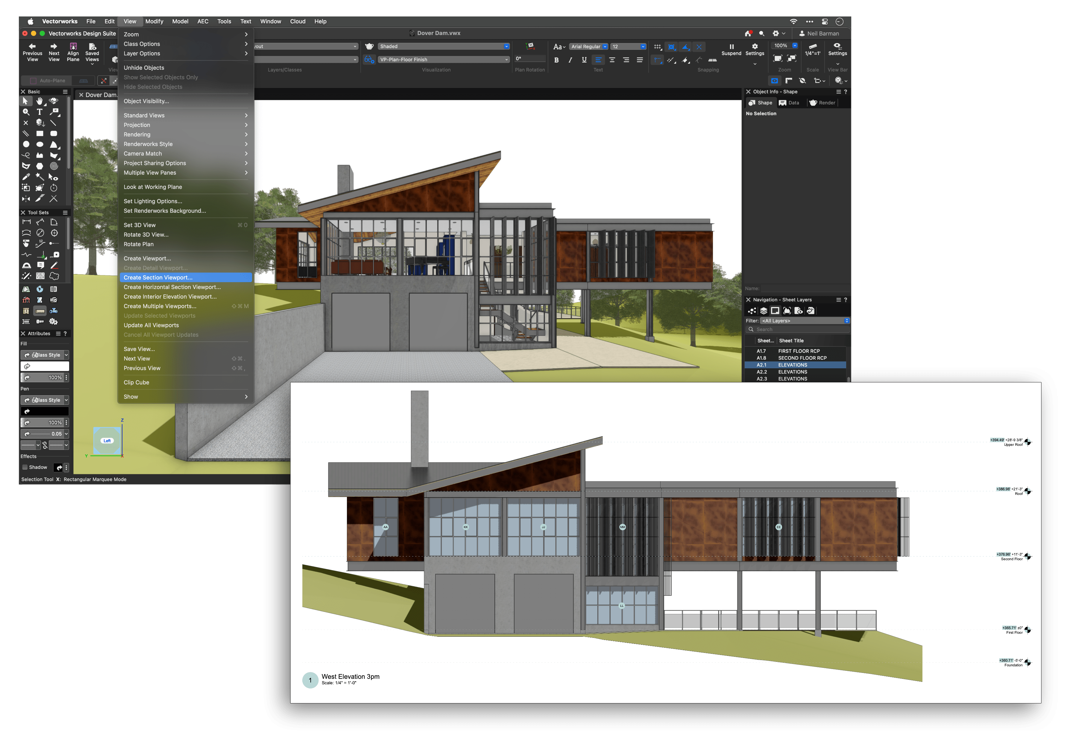 viewports elevation drawings