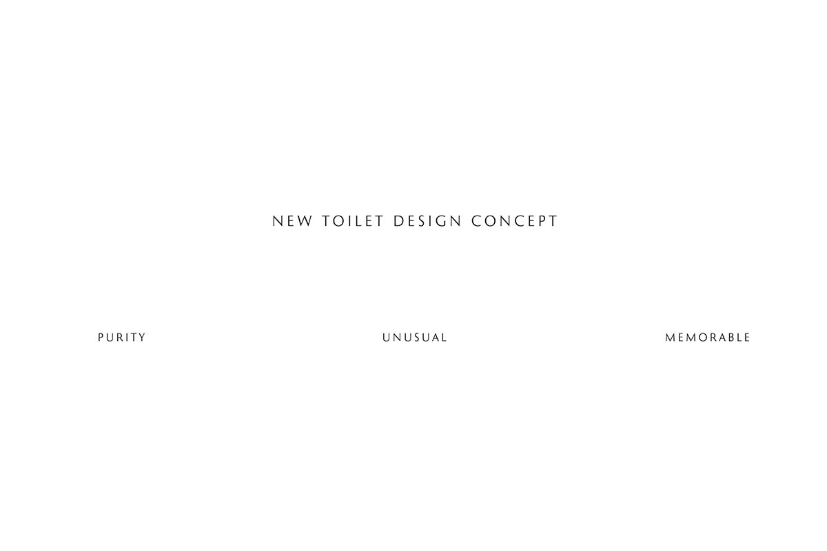 〈MARUNOUCHI HOUSE TOILET〉のプレゼン資料。他のプロジェクトと同様に3つのキーワードを用意