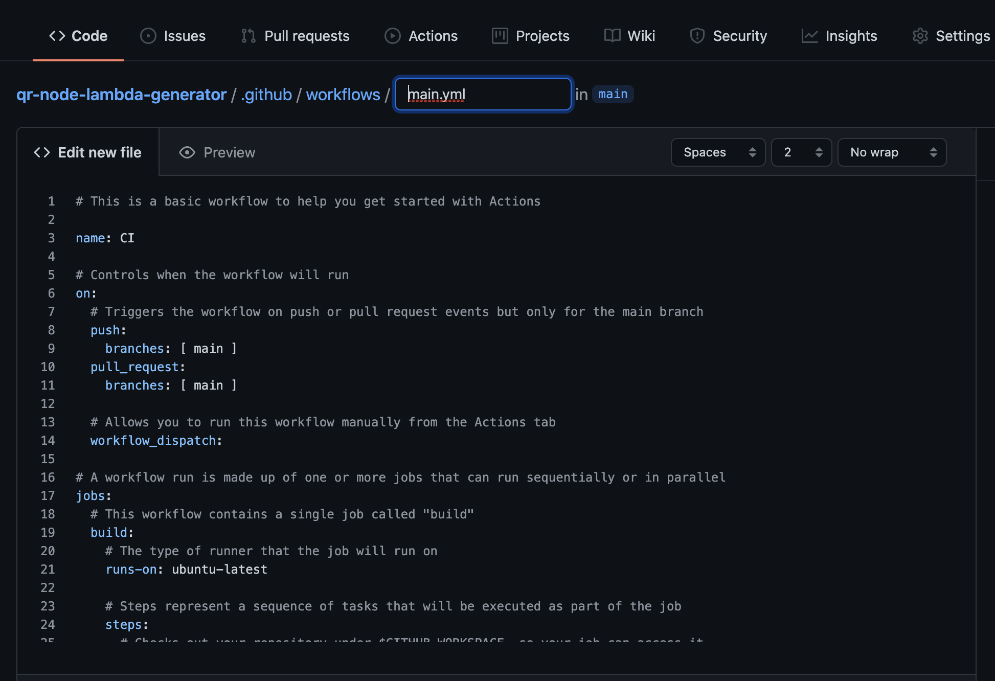 Github actions main.yml