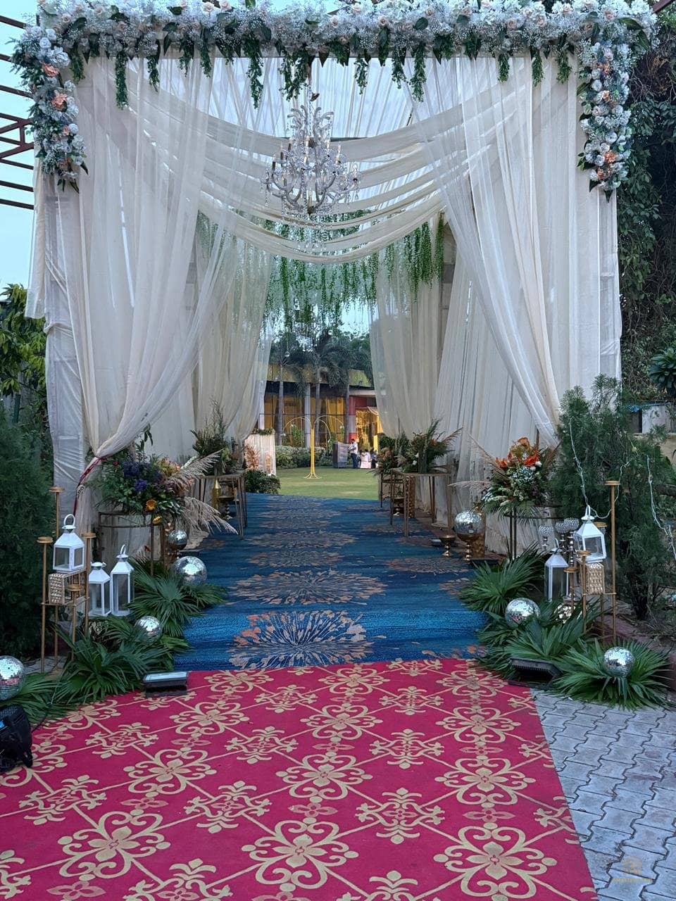 Floral entrance corridor to an event