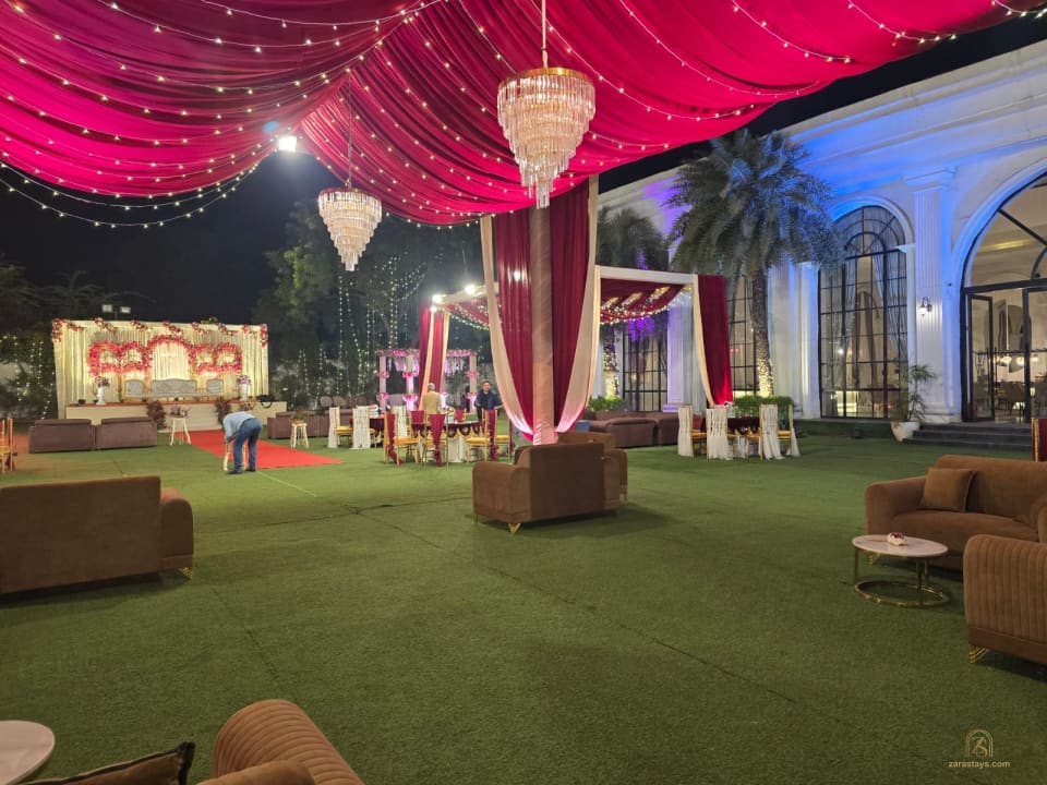 Outdoor ceremony canopy on the lawn