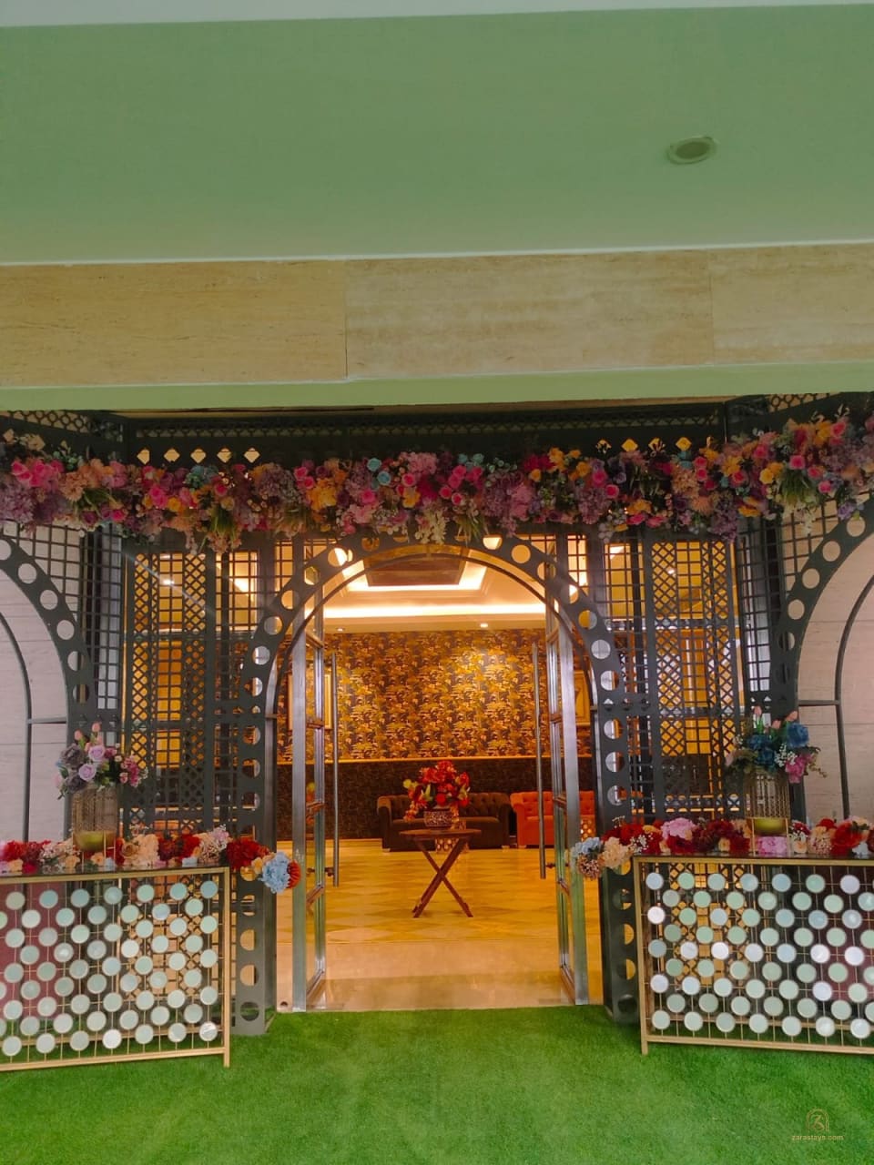 Decorated entrance inside the venue