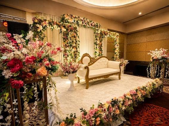 Floral stage in the banquet room