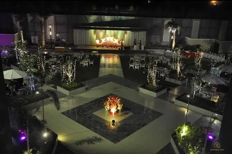 Courtyard event setting at night