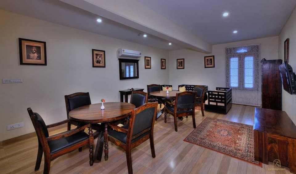 A sitting and dining area at The Tigress Ranthambore