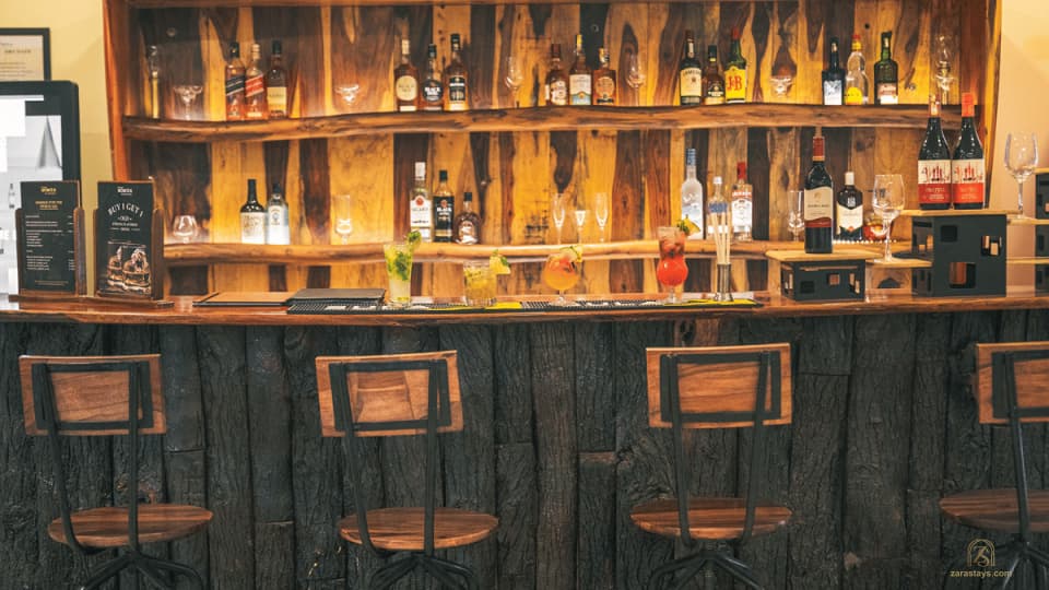 Seating at the bar at The Baagh Ananta Elite