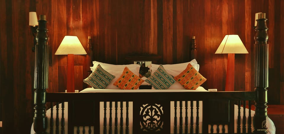 Timber furnishings in a Spice Village cottage