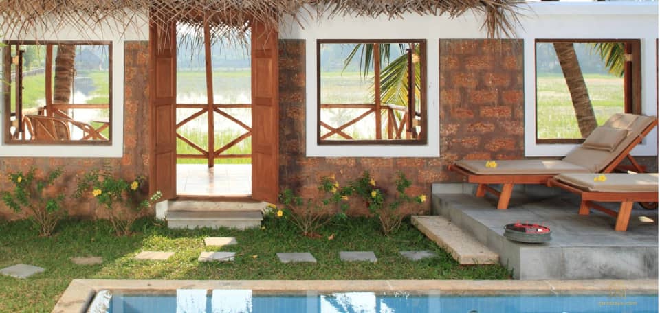 A villa and private pool at Coconut Lagoon