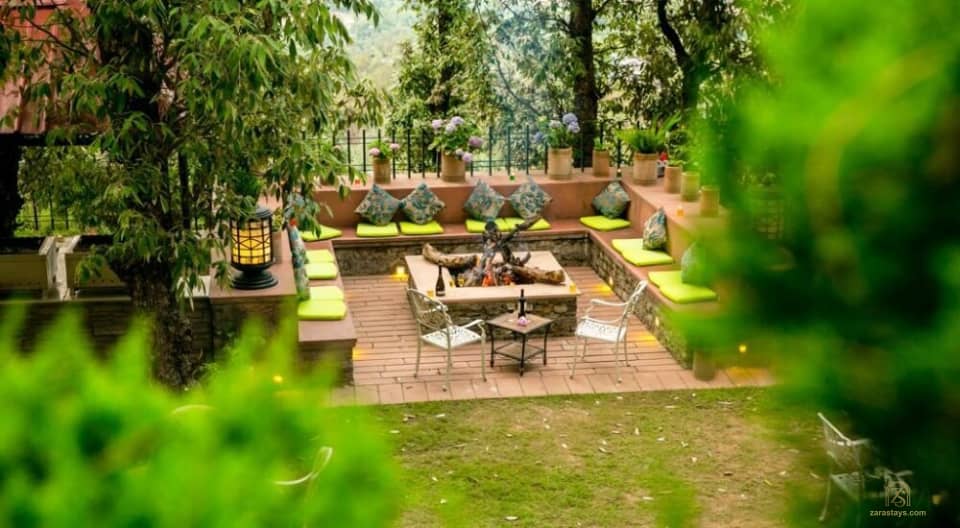 Garden seating at The Fern Hillside Resort Bhimtal