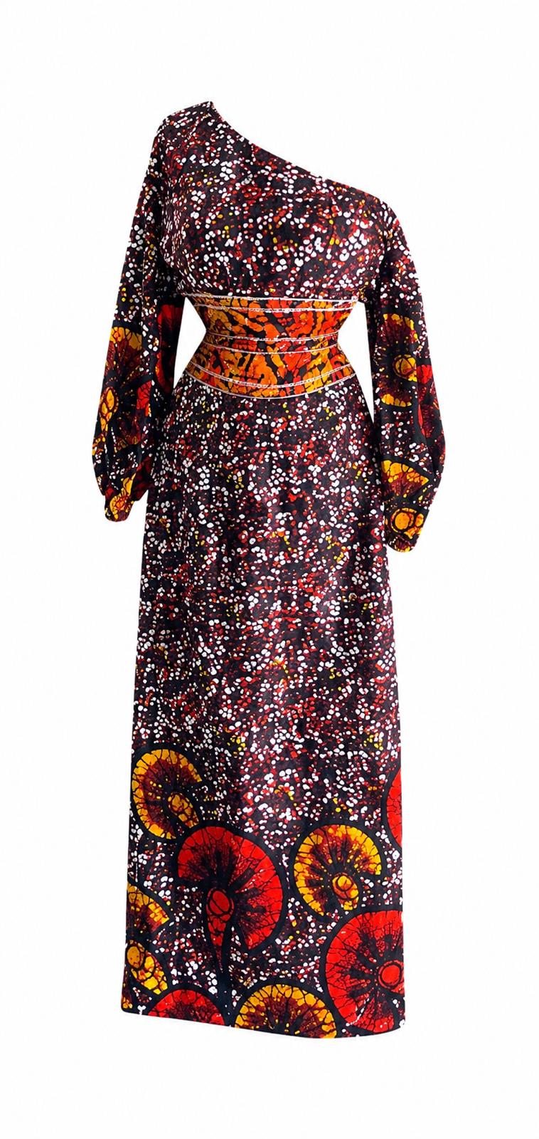 one shoulder african print dress JIAN LASALA Multicolor Floral Print Chiffon Asymmetric One-Shoulder Ruffled Drape Loose Maxi Holiday Dress Boho Long Dress Long Floral Dress Women African Print African Dresses Women Dresses One Shoulder Dresses Elegant Ibiza