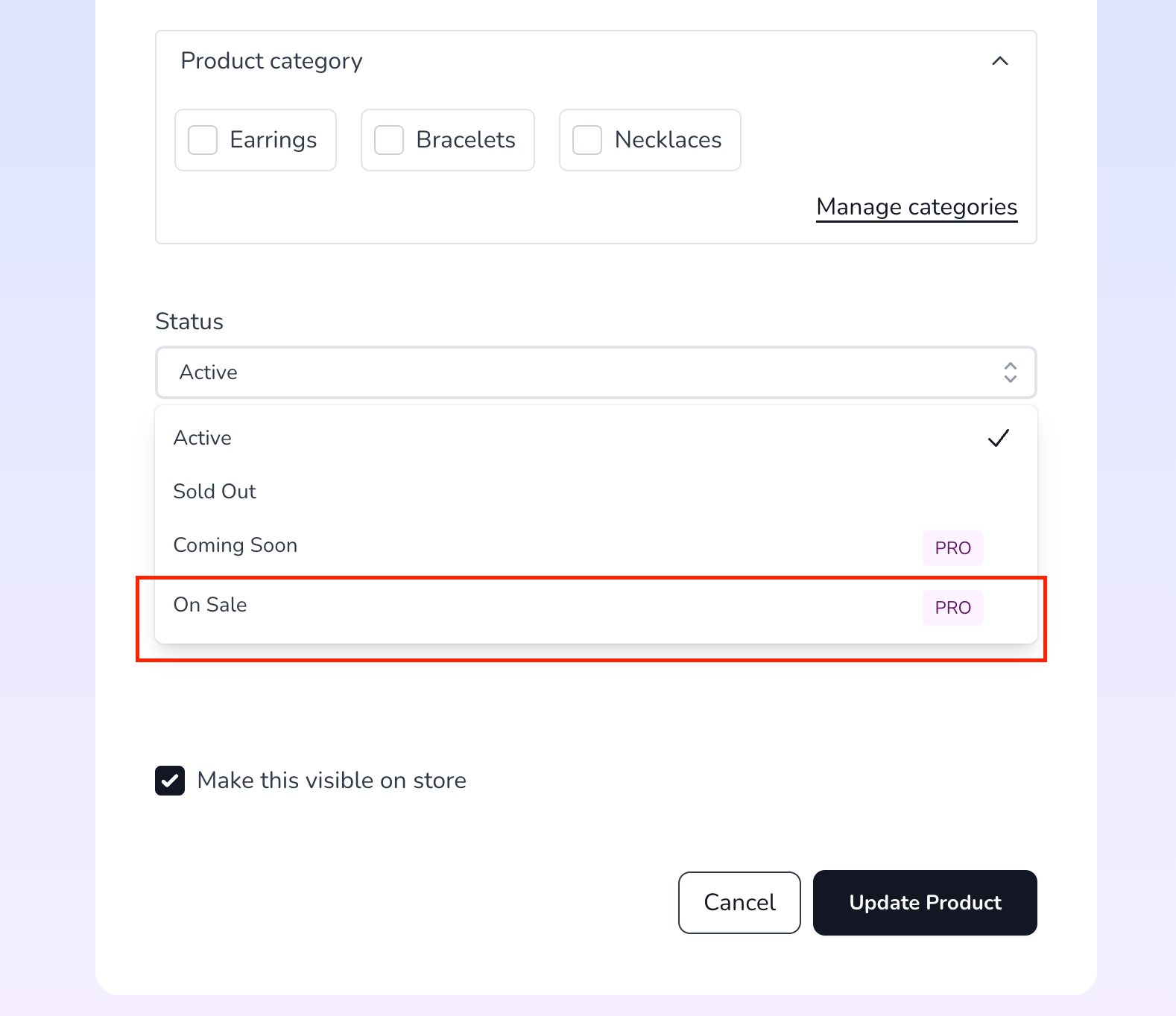 Setting the "sale" tag on Vendroad