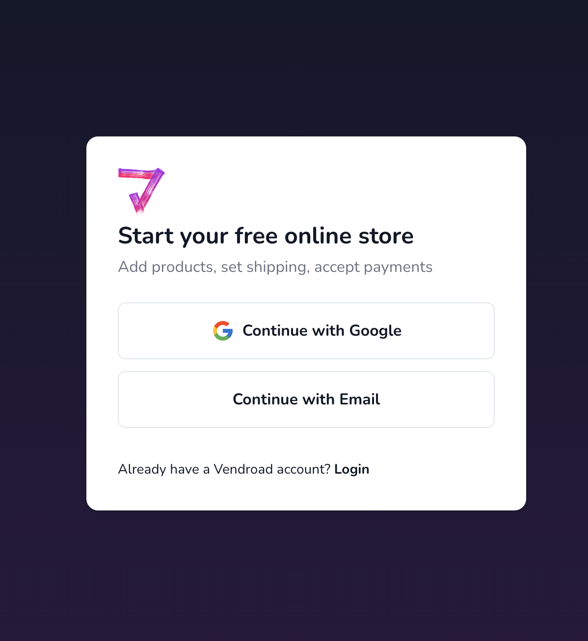 Account creation page
