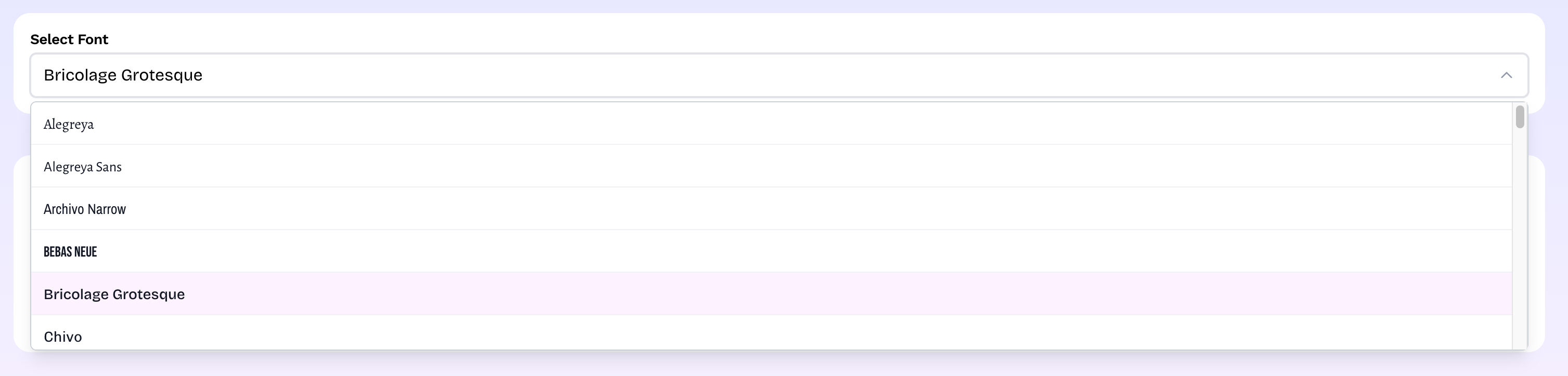 How to select font