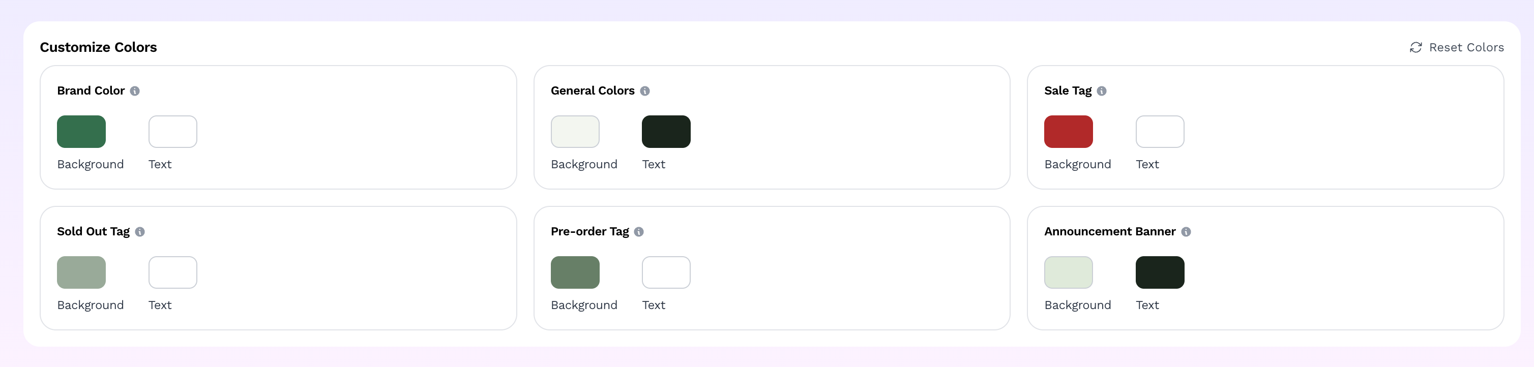 Customize color for buttons, background, tags