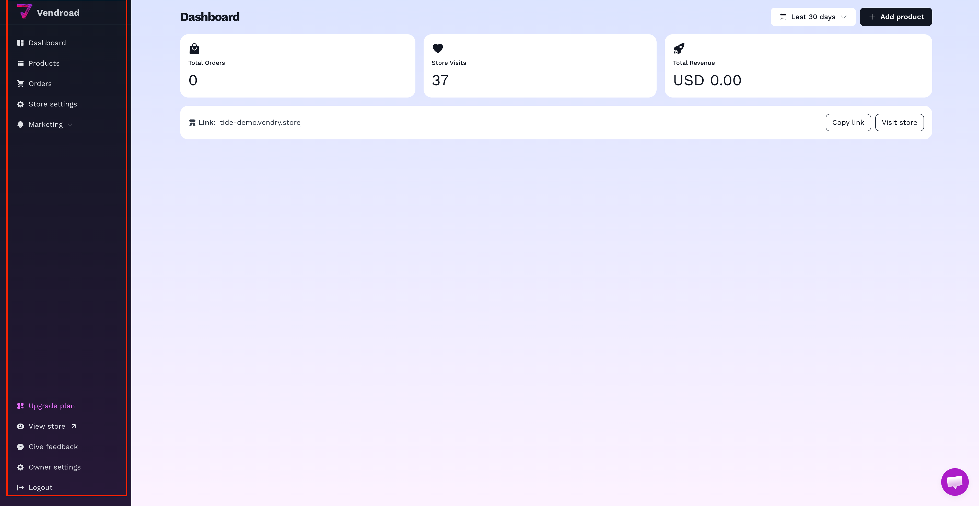 The main menu