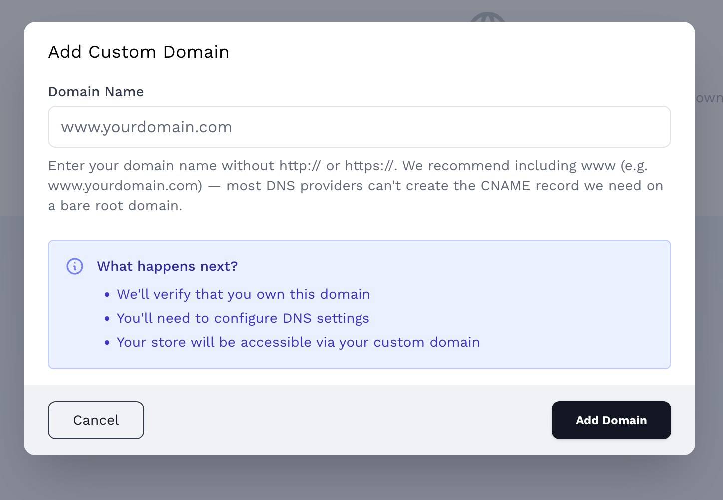 enter www.domainaddress