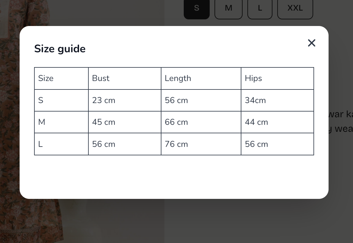 How to Add a Size Guide to a Product