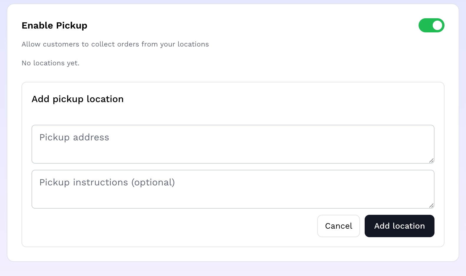 How to add pickup location