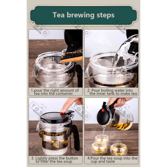 Jual Tea Infuser Pot 750ml Push Button Teko Teh Saringan Kaca Tea Pot Wt65 Di Seller Odettee 5893