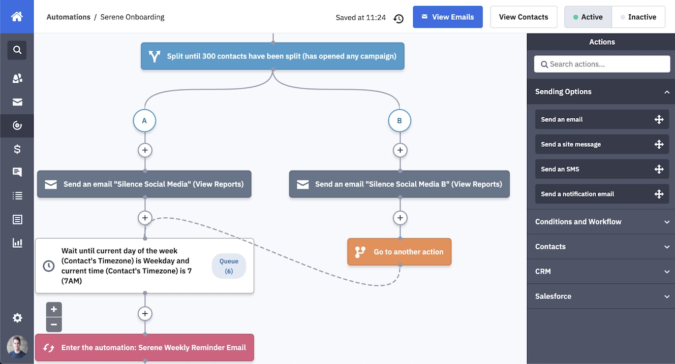 ActiveCampaign split automations