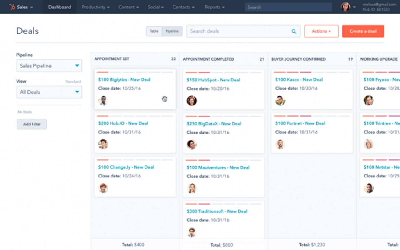 HubSpot CRM tiles