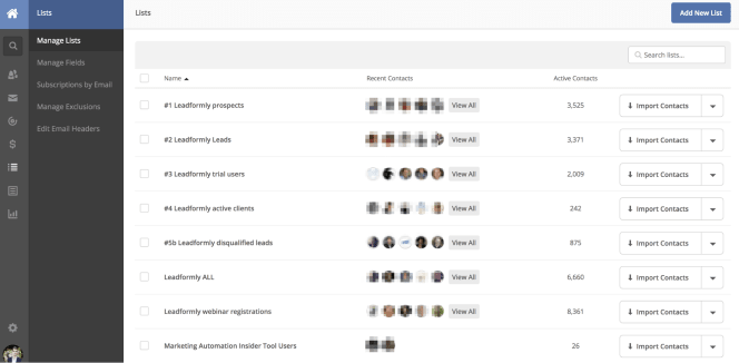 ActiveCampaign lists ActiveCampaign lists