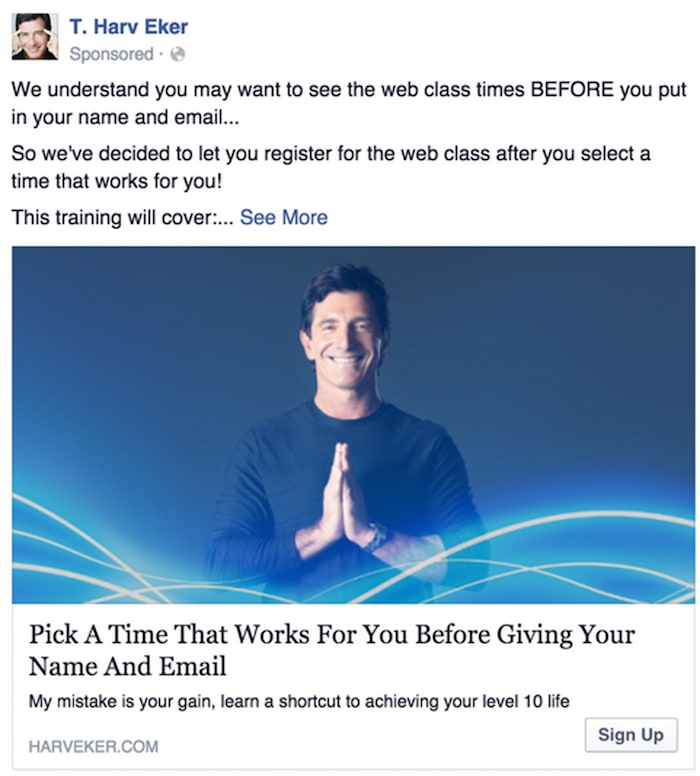 Harv Eker Facebook Ad