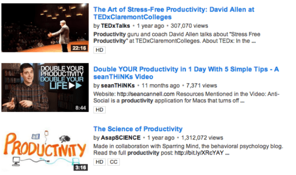 YouTube Productivity Videos