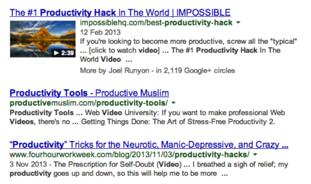 video search results