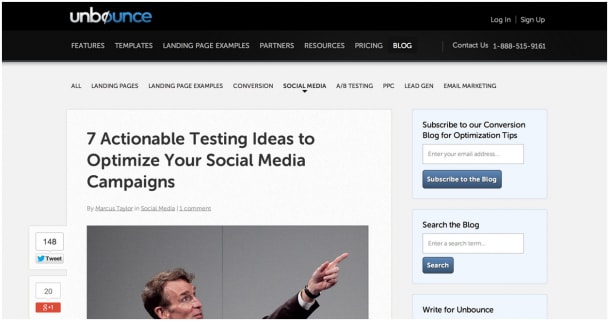 Unbounce blog